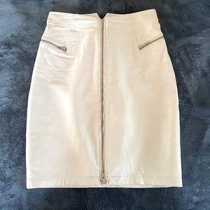 Wilson White Leather Zipper skirt